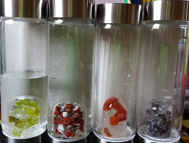 VitaJuwel Bottles - Happy Moments (Pistachio Opal), Fitness (Red Jasper), Passion (Carnelian) and Allure (Garnet) - Esther Neela Blog