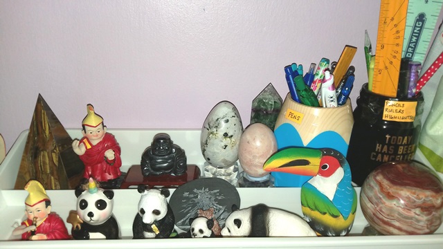 Various crystals - on my son's desk - Esther Neela Blog