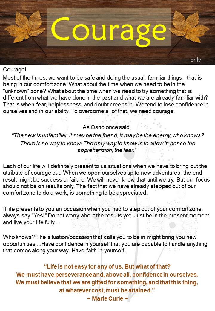Courage: Weekly Single Word Inspiration - Esther Neela Blog